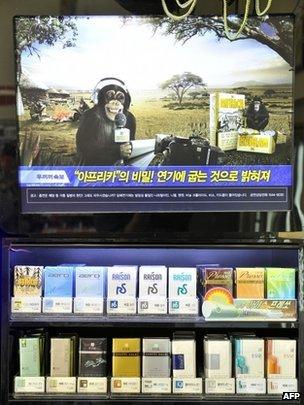 Cigarette ad featuring a monkey in South Korea