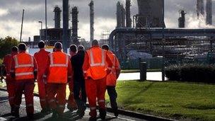 workers leaving grangemouth