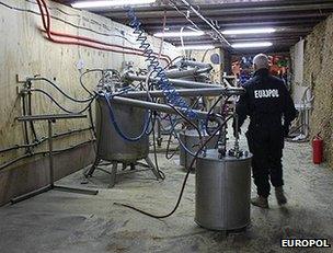 Inside the drug laboratory near Opglabbeek, Belgium