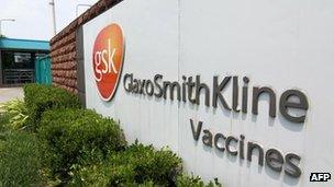 A GlaxoSmithKline signboard outside their facilities in Shanghai