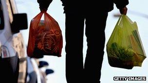 Shopping bags being carried