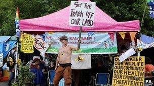 Fracking protester at Balcombe