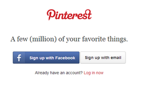 The homepage screen for Pinterest