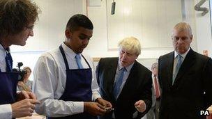 Boris Johnson and the Duke of York and students