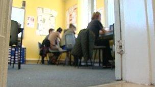 Women working at computers in HMP Styal