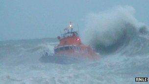 The Newhaven lifeboat taking part in the search