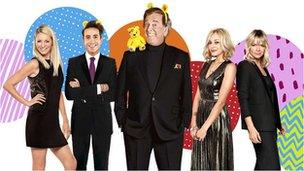 Tess Daly, Nick Grimshaw, Sir Terry Wogan, Fearne Cotton, Zoe Ball