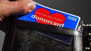 Organ donation card