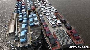 Cars being transported in Germany