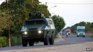 police armoured vehicle in Mozambique