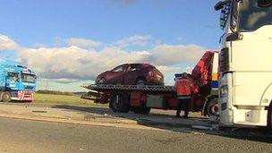 The car in which two elderly women from Wiltshire were killed in a collision on the A417