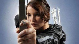 Jennifer Lawrence as Katniss Everdeen in The Hunger Games