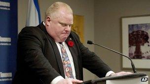 Toronto Mayor Rob Ford appeared at a press conference in Toronto, Ontario on 5 November 2013