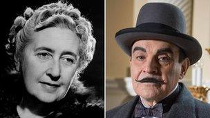 Agatha Christie and David Suchet as Hercule Poirot