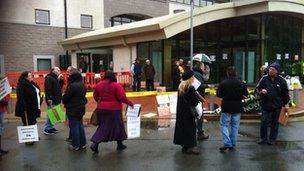 Protest outside Llangefni council offices