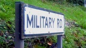 Military Road sign