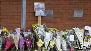 Tributes to Leon Briggs outside Luton police station