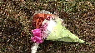 Flowers at crash scene