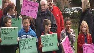 School children with placards