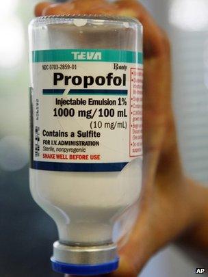 Bottle of Propofol anaesthetic