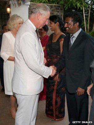 Muttiah Muralitharan meeting the Prince of Wales