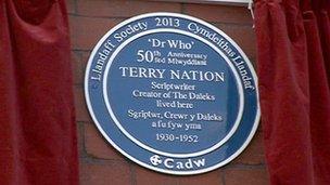 The blue plaque for Terry Nation