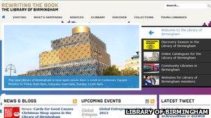 Library of Birmingham website front page