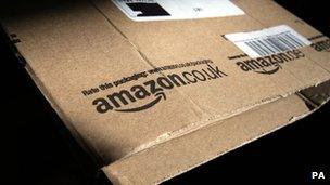 Amazon logo on a package