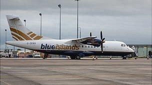 Blue Islands ATR plane at Guernsey Airport