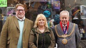 John Conway and Allison Chan with mayor Ray Banham