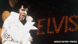 Elvis Presley during his Hawaiian satellite concert in January 1973