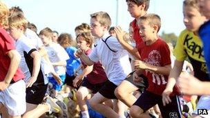 Boys running