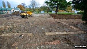 Footings of huts at Bletchley Park