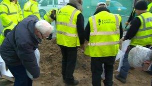 Residents fill sandbags in Sandwich, Kent