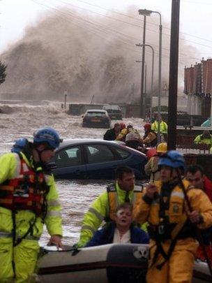 Pensioner being rescued in Rhyl