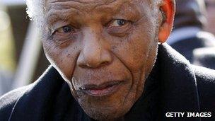 Nelson Mandela in Sandton, South Africa, on June 17, 2010.