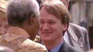 Russell Goodway greeting Nelson Mandela