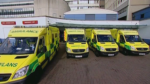 Ambulances queuing outside hospital