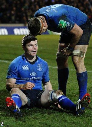 Brian O'Driscoll smiles after scoring for Leinster in the big win away to Northampton