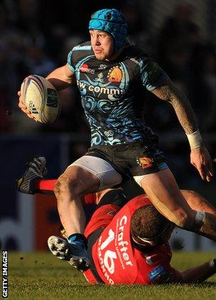 Jack Nowell on the attack for Eexter in the Heineken Cup