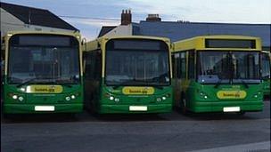 Guernsey buses in the depot