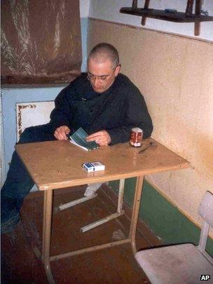 Mikhail Khodorkovsky in his Siberian prison camp, November 2005