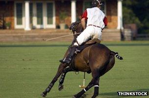 Man playing polo. Posed photograph