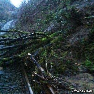 Debris on the Cambrian Coast line near Talerddig