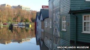 Floods at Brooklands Museum