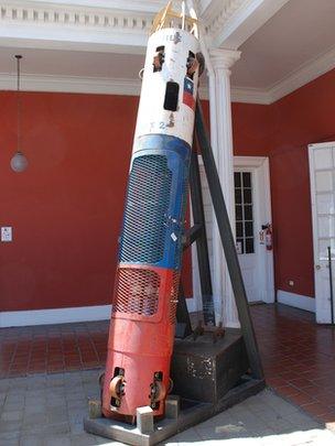 The Phoenix rescue capsule on display in a museum in Copiapo