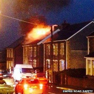 Lightning struck a house in Caerphilly county on Friday afternoon