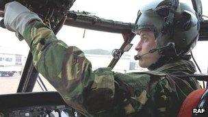 Prince William inside helicopter