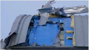 Damaged hangar at Duxford