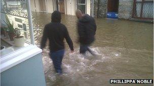 Flooded St Mary's street in Cardigan on 3 January 2014